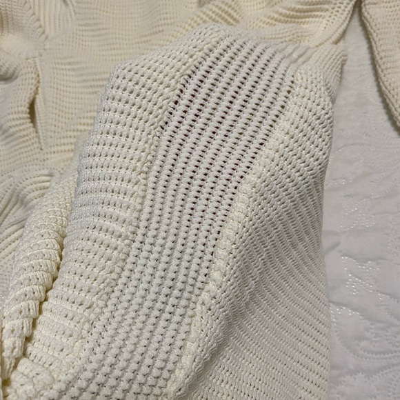 FRAME Ivory Crochet Long Sleeve Collared V-Neck Side Slit Maxi Dress - Picture 10 of 13